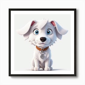 Cartoon Dog With Blue Eyes Art Print