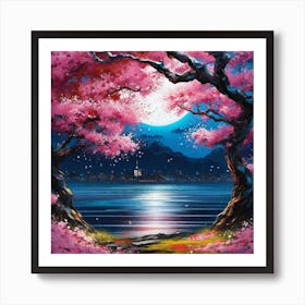 Cherry Blossoms At Night 6 Art Print