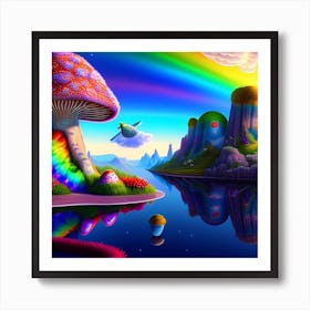 Rainbow Mushroom Art Print