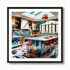 This Kitchen Bursts With The Energy Of A Kaleidoscope Thats Been Shaken By A Playful Child Art Print