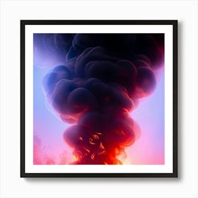 Abstract Painting Capturing The Essence Of Passion And Love Tendrils Of Black Smoke Intertwine With (1) Art Print