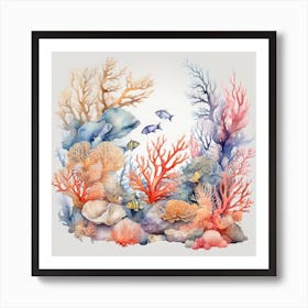 Sea Corals and fish 3 Art Print