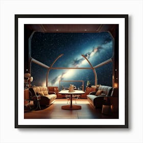 Firefly Nordic Style, Coffee Shop, Spaceship, Galley, Galaxy, Hyper Realistic, Futuristic, Scandinav (1) Art Print