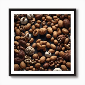 Many Nuts On A Black Background Art Print