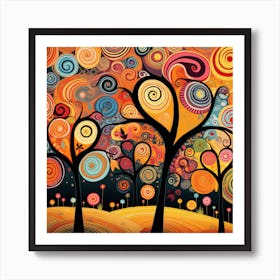 Swirling Trees Art Print