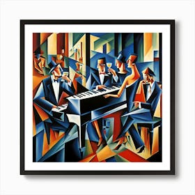 Piano Lounge Cubism Art Print