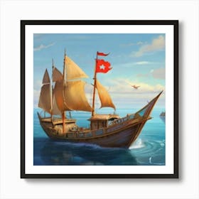 Pirate Ship In The Ocean 1 Art Print