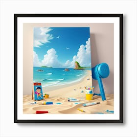 Default On The Beach Painting Wall Art 0 Art Print