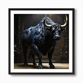 Bull blak Art Print