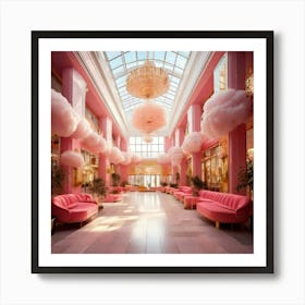 Firefly Dreamy Pink Mall With Cloud Benches And Golden Accents 43704 (2) Art Print