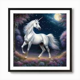 Unicorn At Night Art Print