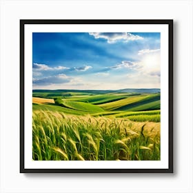 Wheat Field With Sun Art Print