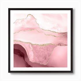 Blush & Gold Agate Texture 05 Art Print