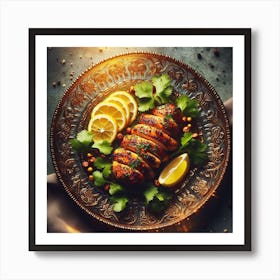 Grilled Chicken On A Plate Art Print