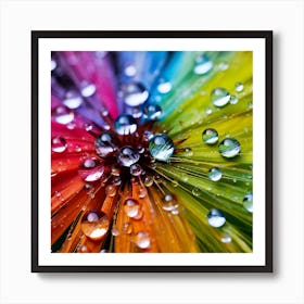 Colorful Dandelion With Water Droplets Art Print