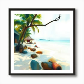 Tropical Beach Scene Art Print