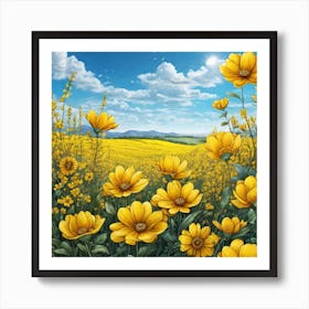 Sunflowers In The Field 7 Art Print