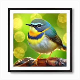 Bird Perched On Branch Art Print