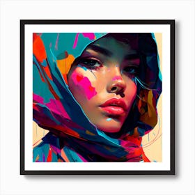 Veiled Beauty Abstract Style Portrait Art Print