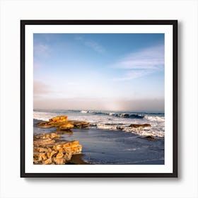 Cloudy Beach Day Square Art Print