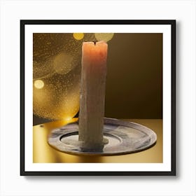 Candle On A Tray Art Print