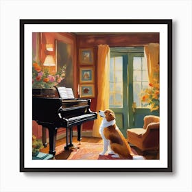 Dog At The Piano Art Print