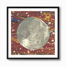 Moon Collage Deep Red Art Print