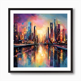 Cityscape At Night 2 Art Print