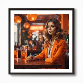 Beautiful Woman In Orange Blazer Art Print