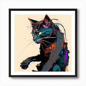 Abstract Cat Painting Art Print