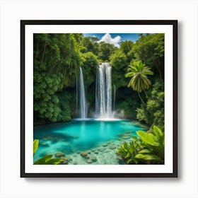 Waterfall In The Jungle 77 Art Print
