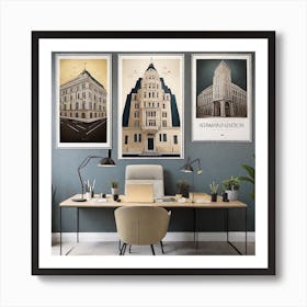 Three Buildings 1 Art Print