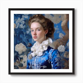 Portrait Of A Lady In Blue Art Print
