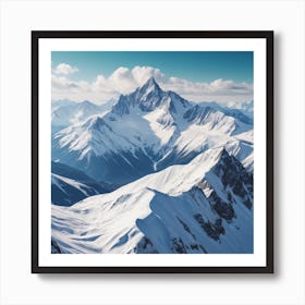 Aerial View Of Snowy Mountains Art Print