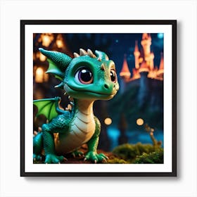 A Castle and a Dragon Art Print