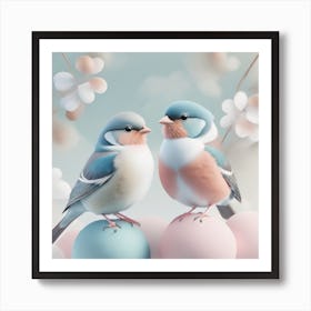 Firefly A Modern Illustration Of 2 Beautiful Sparrows Together In Neutral Colors Of Taupe, Gray, Tan (85) Art Print