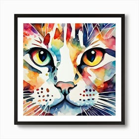 Watercolor Cat Portrait Art Print