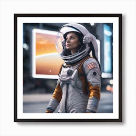 Woman Astronaut In Spacesuit Art Print