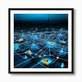 A Digital Render Of An Intricate Network Of Vectors Representing The Thoroughfare Of Transportation (4) Art Print