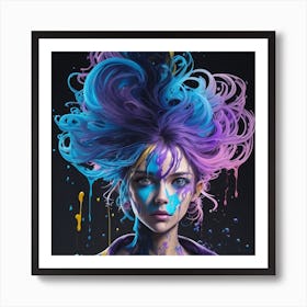 Girl With Paint Splatters Art Print