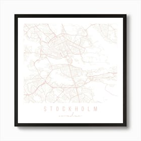 Stockholm Sweden Light Pink Minimal Street Map Square Art Print