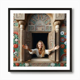 Asian Woman In A Window37 Art Print