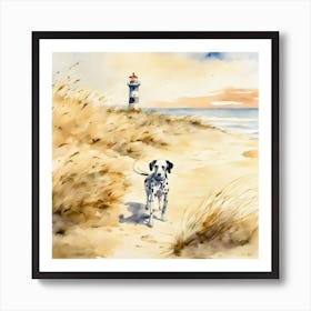 Dalmatian at the beach Art Print