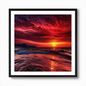 Sunset Over The Ocean 140 Art Print