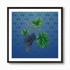 Vintage Lacrima Grapes Botanical on Bahama Blue Pattern n.0133 Art Print