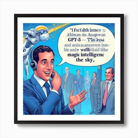 Man Talking To A Robot Art Print