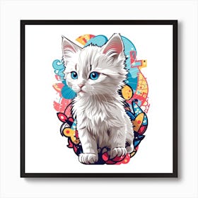 White Kitten Art Print