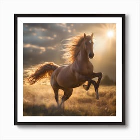 Horse Galloping In The Field Art Print