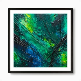 Abstract Painting Green and Blue Color 4 Art Print