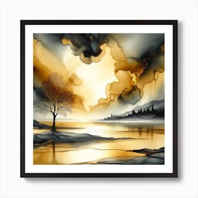 Sunset On The Lake Art Print